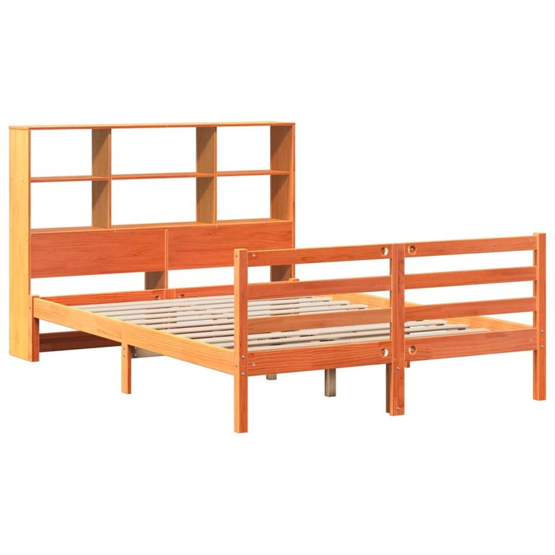 Casa si Gradina - Mobilier - Paturi si accesorii - Paturi - Pat cu biblioteca fara saltea maro ceruit 140x200 cm lemn masiv - Infinity.ro