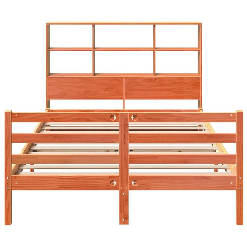 Casa si Gradina - Mobilier - Paturi si accesorii - Paturi - Pat cu biblioteca fara saltea maro ceruit 140x200 cm lemn masiv - Infinity.ro