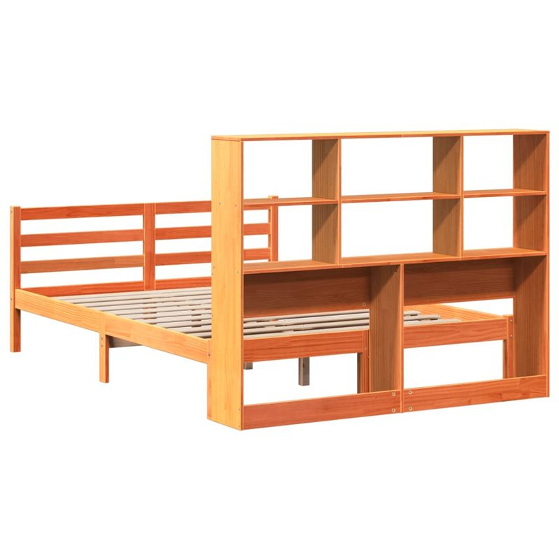 Casa si Gradina - Mobilier - Paturi si accesorii - Paturi - Pat cu biblioteca fara saltea maro ceruit 140x200 cm lemn masiv - Infinity.ro