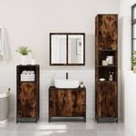 Casa si Gradina - Mobilier - Mobilier baie - Comode baie - Dulap baie stejar fumuriu 35x37,5x188,5 cm lemn prelucrat/metal - Infinity.ro