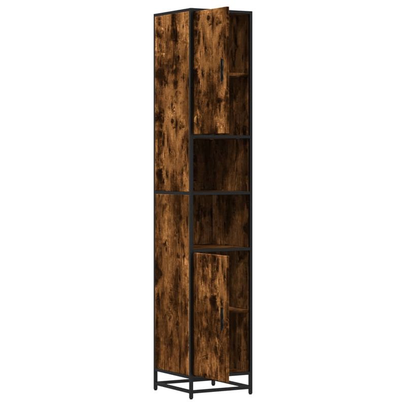 Casa si Gradina - Mobilier - Mobilier baie - Comode baie - Dulap baie stejar fumuriu 35x37,5x188,5 cm lemn prelucrat/metal - Infinity.ro