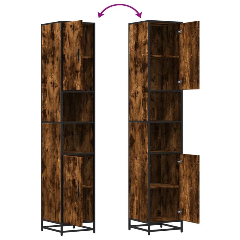 Casa si Gradina - Mobilier - Mobilier baie - Comode baie - Dulap baie stejar fumuriu 35x37,5x188,5 cm lemn prelucrat/metal - Infinity.ro
