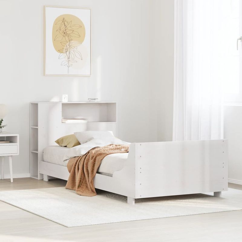 Casa si Gradina - Mobilier - Paturi si accesorii - Paturi - Cadru de pat fara saltea, alb, 75x190 cm, lemn masiv de pin - Infinity.ro