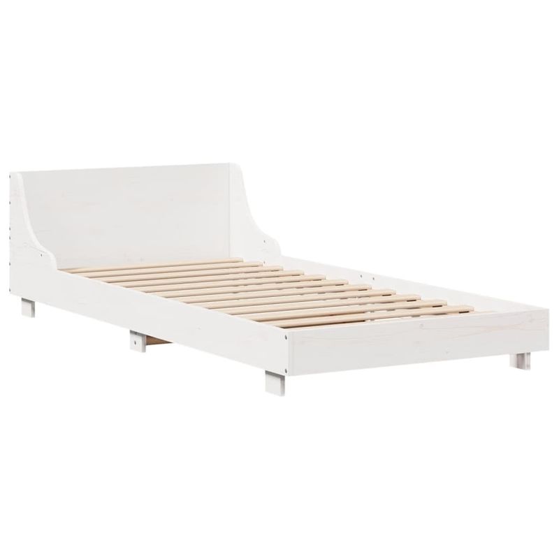 Casa si Gradina - Mobilier - Paturi si accesorii - Paturi - Cadru de pat fara saltea, alb, 75x190 cm, lemn masiv de pin - Infinity.ro