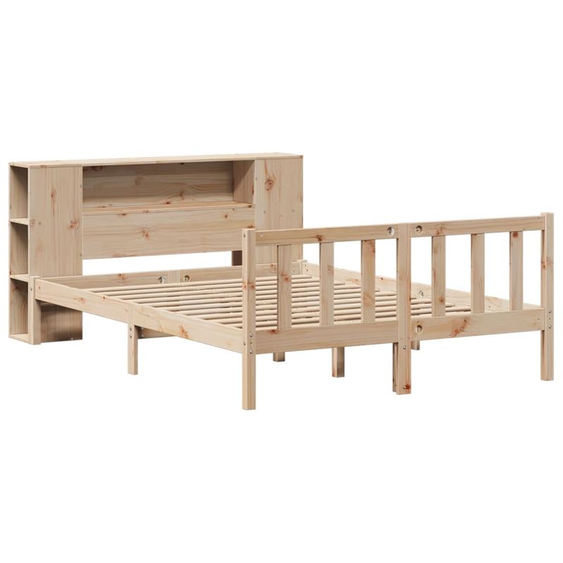 Casa si Gradina - Mobilier - Paturi si accesorii - Paturi - Pat cu biblioteca fara saltea, 140x190 cm, lemn masiv de pin - Infinity.ro