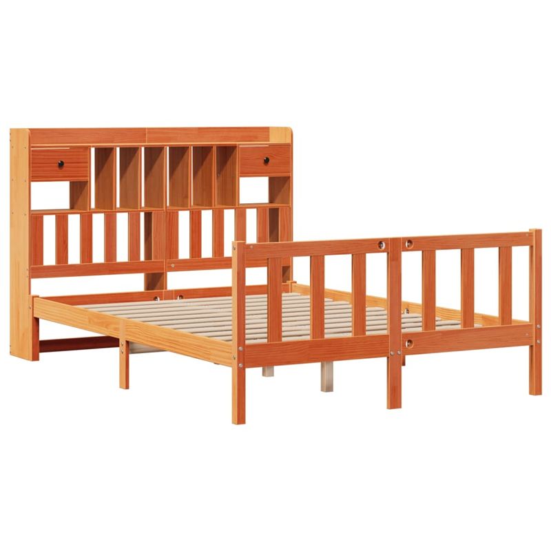 Casa si Gradina - Mobilier - Paturi si accesorii - Paturi - Pat cu biblioteca fara saltea maro 140x200 cm lemn masiv de pin - Infinity.ro