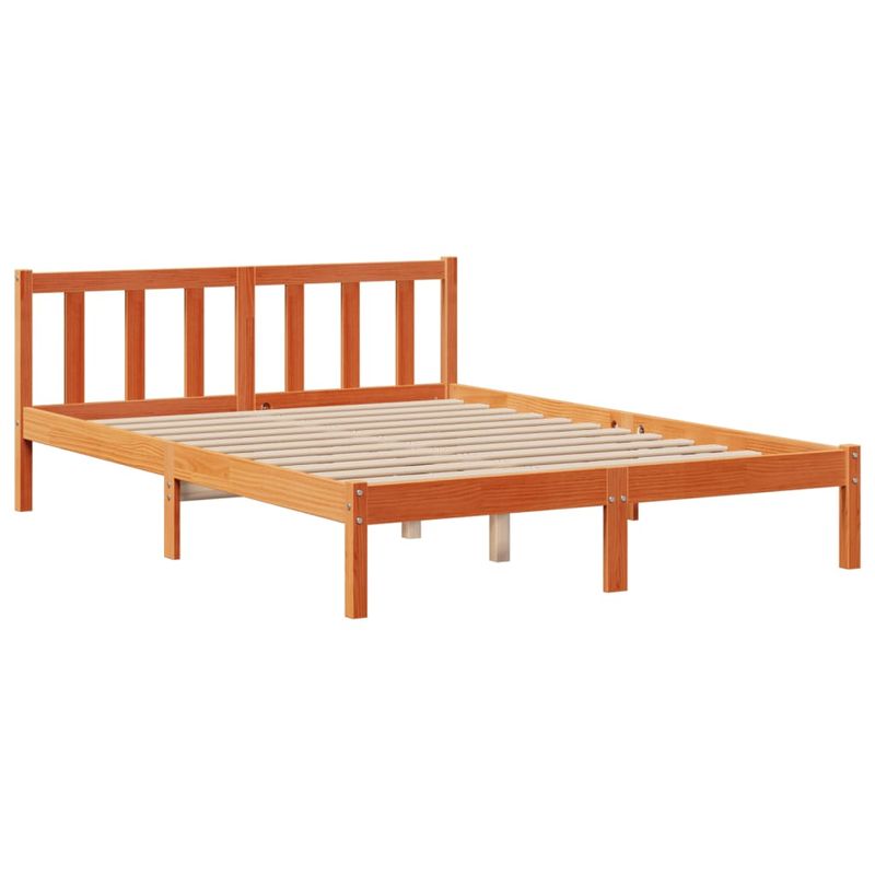 Casa si Gradina - Mobilier - Paturi si accesorii - Paturi - Pat cu biblioteca fara saltea maro 140x200 cm lemn masiv de pin - Infinity.ro