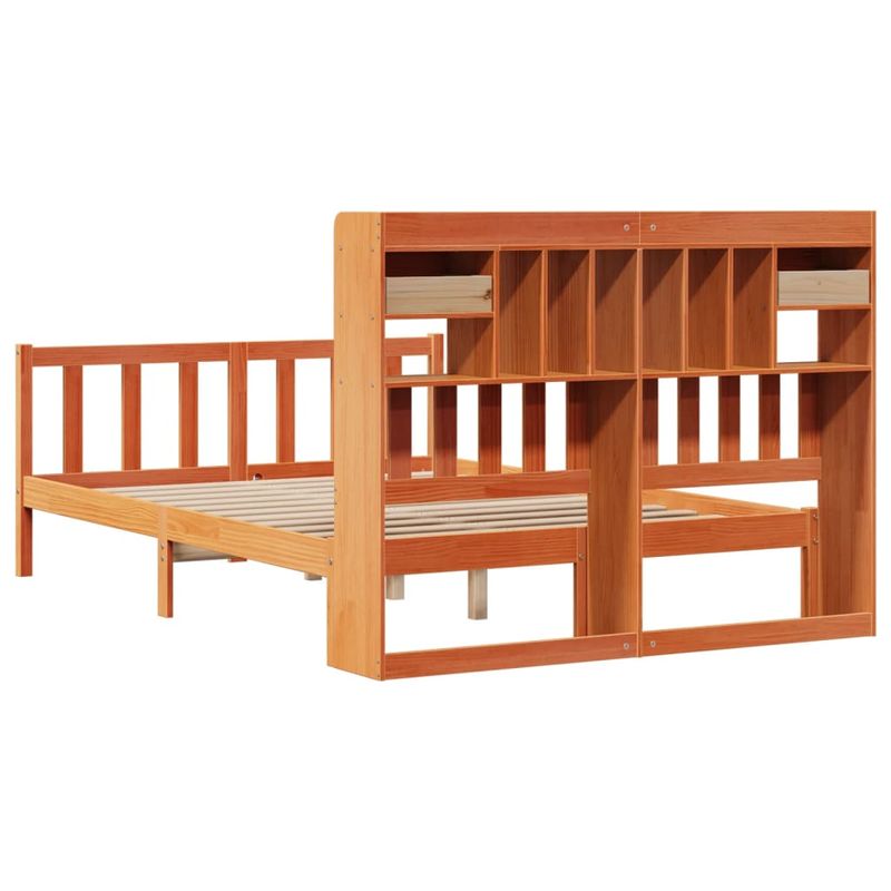Casa si Gradina - Mobilier - Paturi si accesorii - Paturi - Pat cu biblioteca fara saltea maro 140x200 cm lemn masiv de pin - Infinity.ro