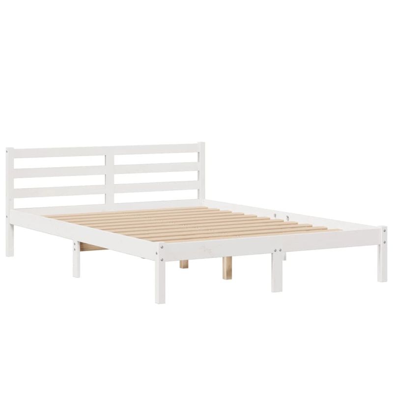 Casa si Gradina - Mobilier - Paturi si accesorii - Paturi - Pat cu biblioteca fara saltea, alb, 160x200 cm, lemn masiv pin - Infinity.ro