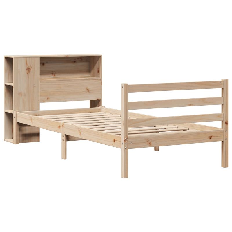Casa si Gradina - Mobilier - Paturi si accesorii - Paturi - Pat cu biblioteca fara saltea, 75x190 cm, lemn masiv de pin - Infinity.ro