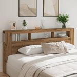 Casa si Gradina - Mobilier - Paturi si accesorii - Accesorii paturi - Tablie de pat cu LED, stejar artizanal, 220x18,5x103,5 cm, lemn - Infinity.ro
