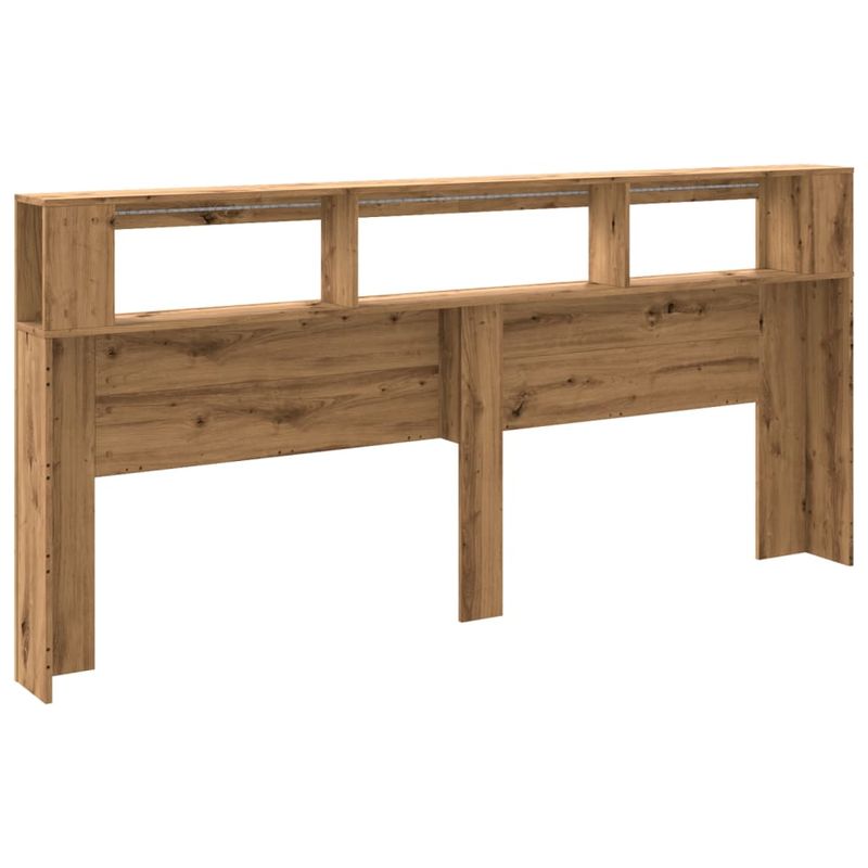 Casa si Gradina - Mobilier - Paturi si accesorii - Accesorii paturi - Tablie de pat cu LED, stejar artizanal, 220x18,5x103,5 cm, lemn - Infinity.ro