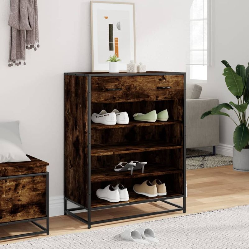Casa si Gradina - Mobilier - Organizare si depozitare - Organizator incaltaminte - Pantofar, stejar fumuriu, 75x38x97,5 cm, lemn prelucrat/metal - Infinity.ro