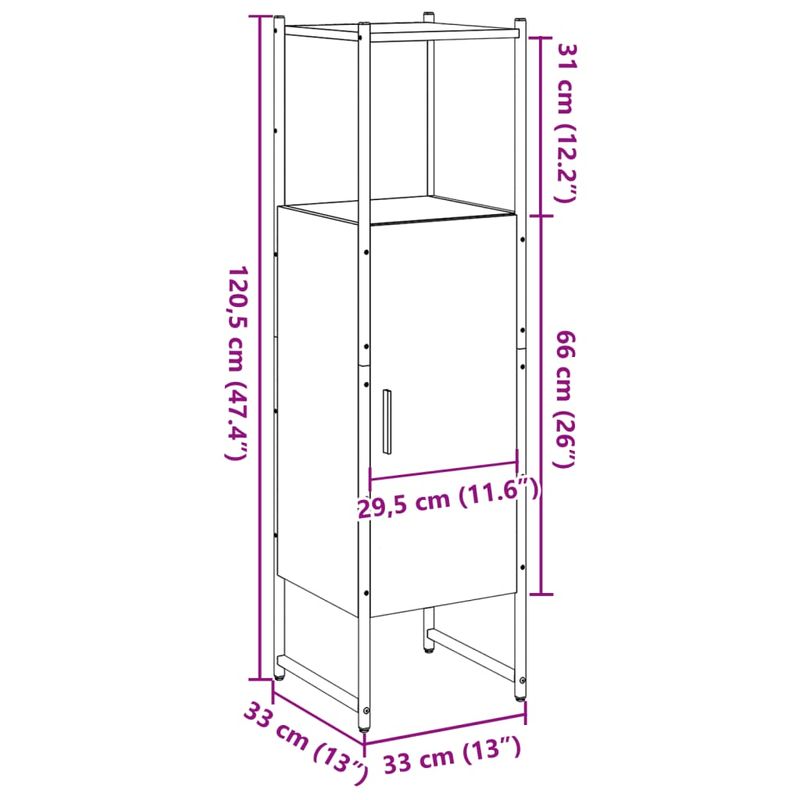 Casa si Gradina - Mobilier - Mobilier baie - Corpuri baie - Dulap pentru baie, lemn vechi, 33x33x120,5 cm, lemn prelucrat - Infinity.ro