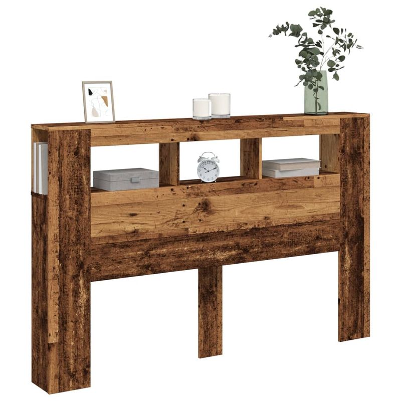 Casa si Gradina - Mobilier - Paturi si accesorii - Accesorii paturi - Tablie pat cu LED lemn vechi 160x18,5x103,5 cm lemn prelucrat - Infinity.ro