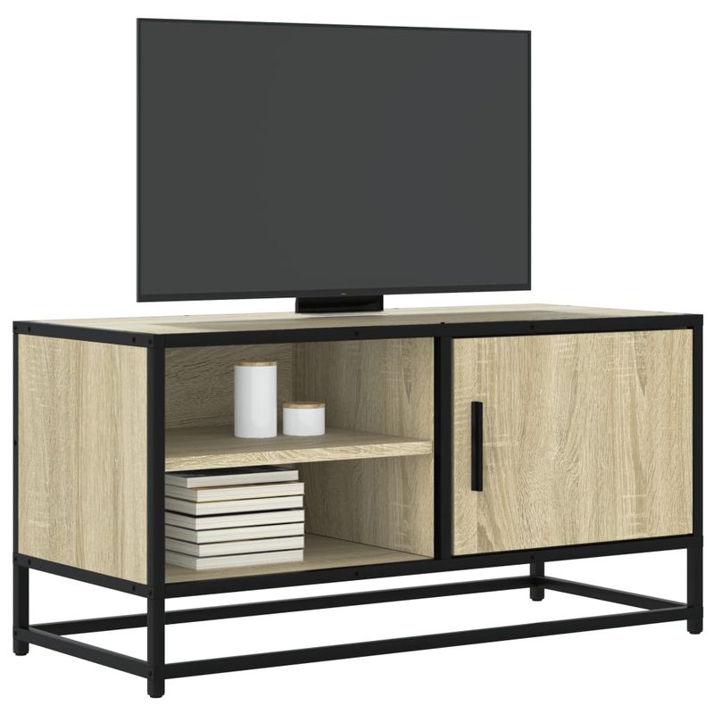 Casa si Gradina - Mobilier - Comode si corpuri - Comode - Dulap TV, stejar sonoma, 80x34,5x40 cm, lemn prelucrat si metal - Infinity.ro
