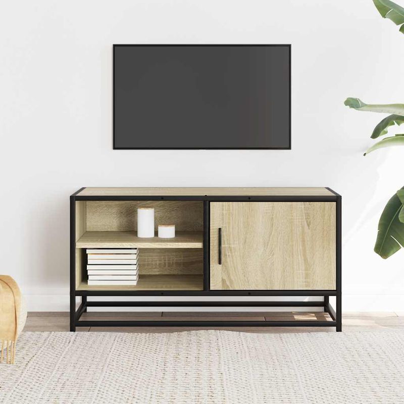 Casa si Gradina - Mobilier - Comode si corpuri - Comode - Dulap TV, stejar sonoma, 80x34,5x40 cm, lemn prelucrat si metal - Infinity.ro