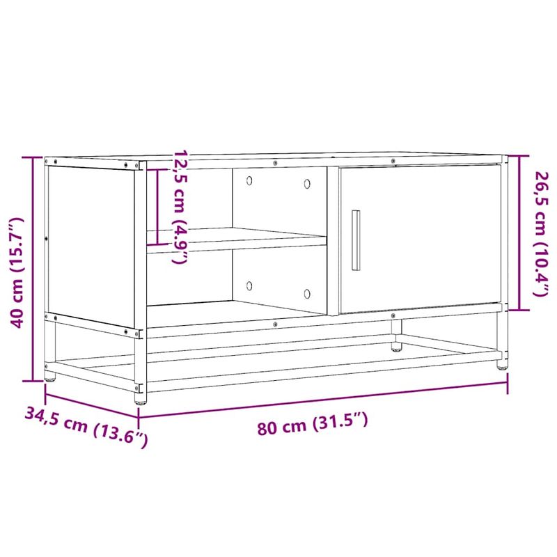 Casa si Gradina - Mobilier - Comode si corpuri - Comode - Dulap TV, stejar sonoma, 80x34,5x40 cm, lemn prelucrat si metal - Infinity.ro
