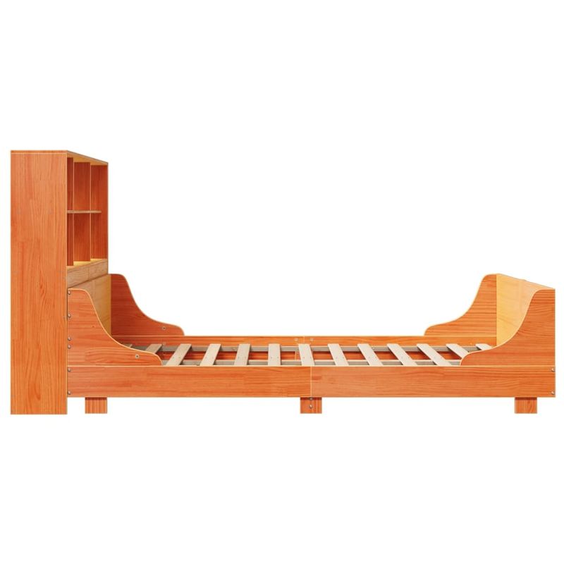 Casa si Gradina - Mobilier - Paturi si accesorii - Paturi - Pat cu biblioteca fara saltea maro ceruit 140x200 cm lemn masiv - Infinity.ro