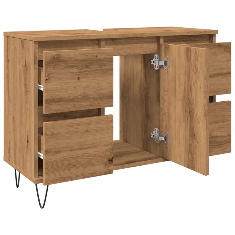 Casa si Gradina - Mobilier - Mobilier baie - Comode baie - Dulap pentru baie stejar artizanal, 80x33x60 cm, lemn prelucrat - Infinity.ro