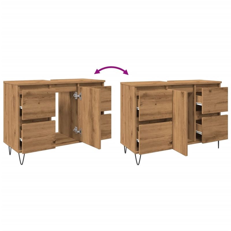 Casa si Gradina - Mobilier - Mobilier baie - Comode baie - Dulap pentru baie stejar artizanal, 80x33x60 cm, lemn prelucrat - Infinity.ro