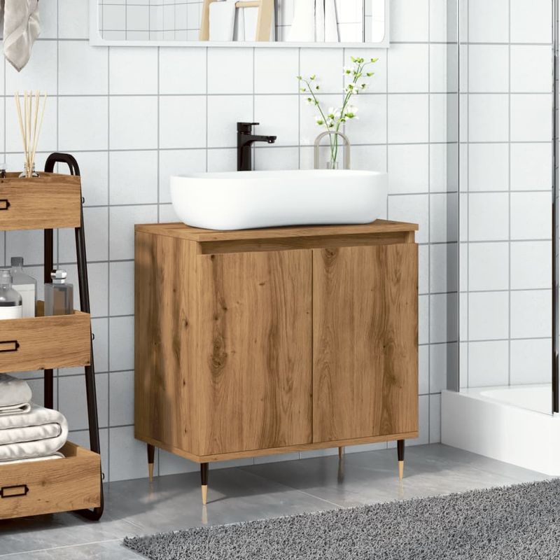 Casa si Gradina - Mobilier - Mobilier baie - Comode baie - Dulap de baie, stejar artizanal, 58x33x60 cm, lemn prelucrat - Infinity.ro