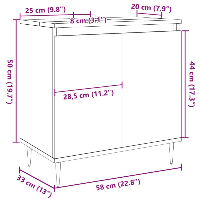 Casa si Gradina - Mobilier - Mobilier baie - Comode baie - Dulap de baie, stejar artizanal, 58x33x60 cm, lemn prelucrat - Infinity.ro