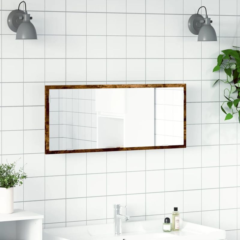 Casa si Gradina - Mobilier - Mobilier baie - Oglinzi baie - Oglinda de baie LED stejar fumuriu 100x8,5x37 cm lemn prelucrat - Infinity.ro