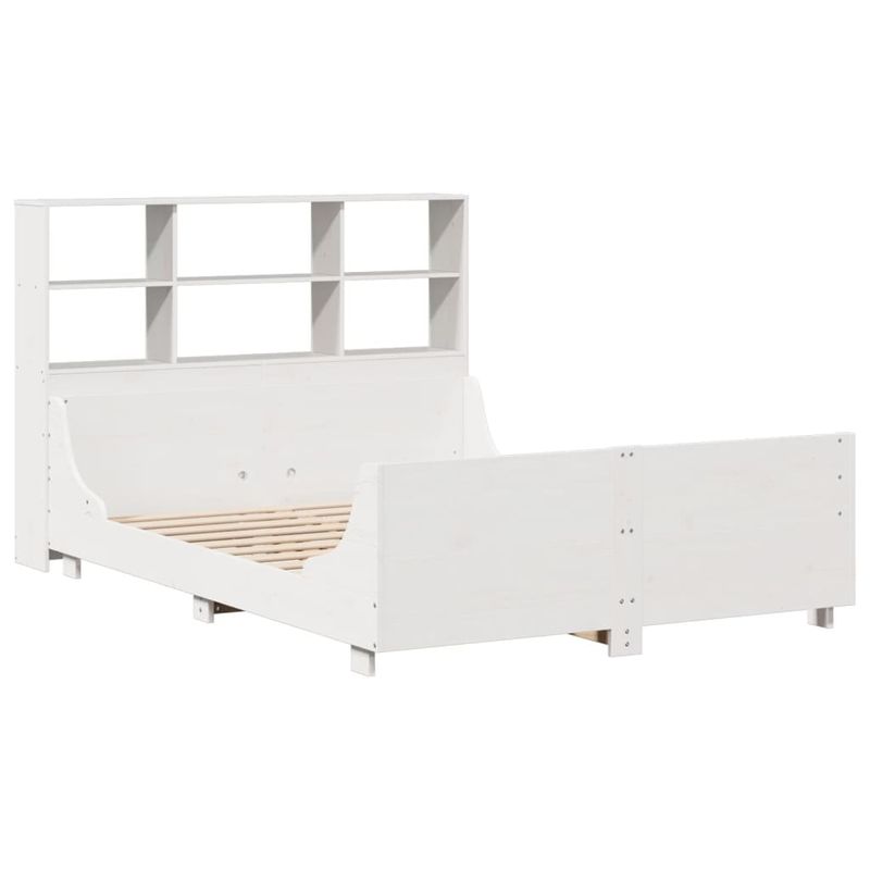 Casa si Gradina - Mobilier - Paturi si accesorii - Paturi - Pat cu biblioteca fara saltea, alb, 160x200 cm, lemn masiv - Infinity.ro
