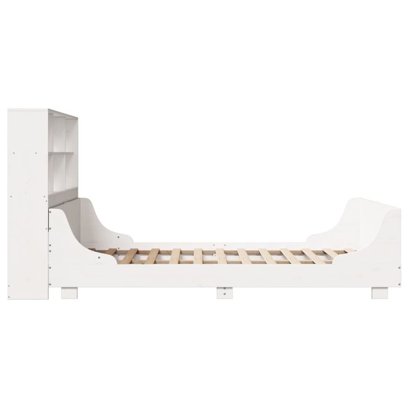 Casa si Gradina - Mobilier - Paturi si accesorii - Paturi - Pat cu biblioteca fara saltea, alb, 160x200 cm, lemn masiv - Infinity.ro