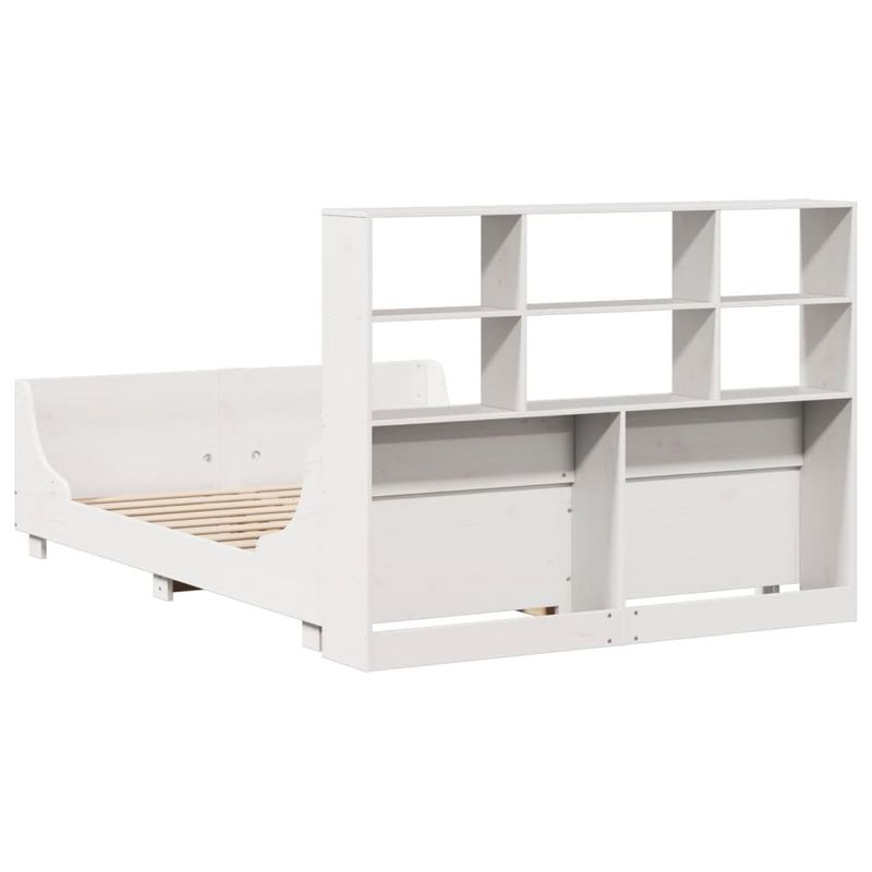 Casa si Gradina - Mobilier - Paturi si accesorii - Paturi - Pat cu biblioteca fara saltea, alb, 160x200 cm, lemn masiv - Infinity.ro