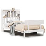 Casa si Gradina - Mobilier - Paturi si accesorii - Paturi - Pat cu biblioteca fara saltea, alb, 75x190 cm, lemn masiv pin - Infinity.ro