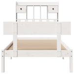 Casa si Gradina - Mobilier - Paturi si accesorii - Paturi - Pat cu biblioteca fara saltea, alb, 75x190 cm, lemn masiv pin - Infinity.ro