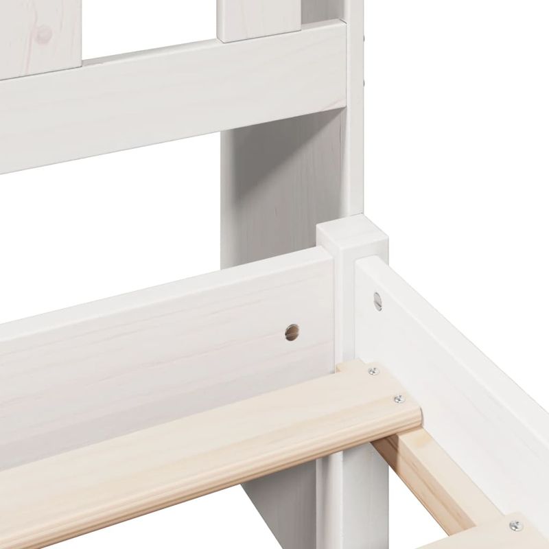 Casa si Gradina - Mobilier - Paturi si accesorii - Paturi - Pat cu biblioteca fara saltea, alb, 75x190 cm, lemn masiv pin - Infinity.ro