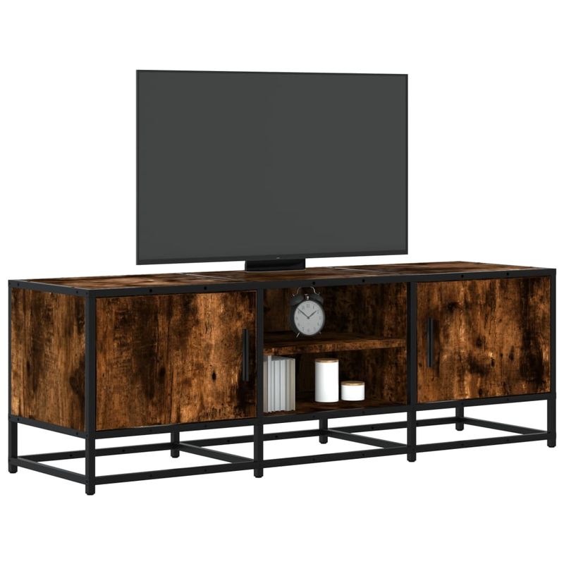 Casa si Gradina - Mobilier - Comode si corpuri - Comode - Dulap TV stejar fumuriu, 120x35x41 cm lemn prelucrat si metal - Infinity.ro