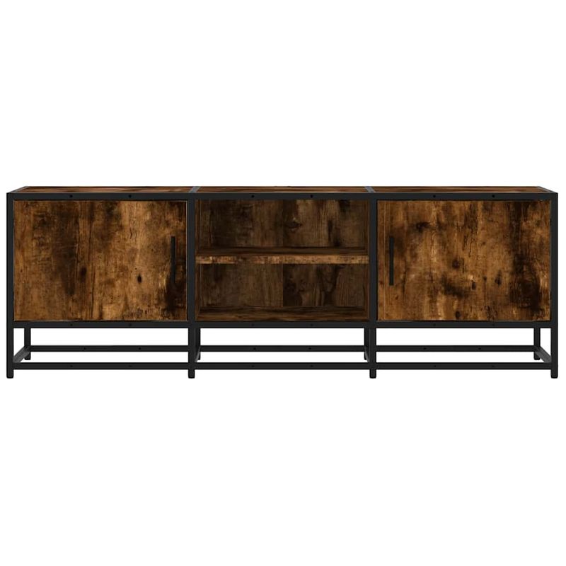 Casa si Gradina - Mobilier - Comode si corpuri - Comode - Dulap TV stejar fumuriu, 120x35x41 cm lemn prelucrat si metal - Infinity.ro