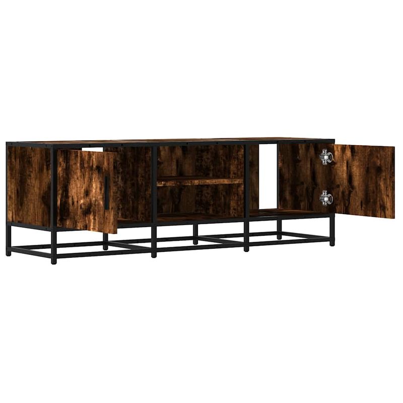 Casa si Gradina - Mobilier - Comode si corpuri - Comode - Dulap TV stejar fumuriu, 120x35x41 cm lemn prelucrat si metal - Infinity.ro