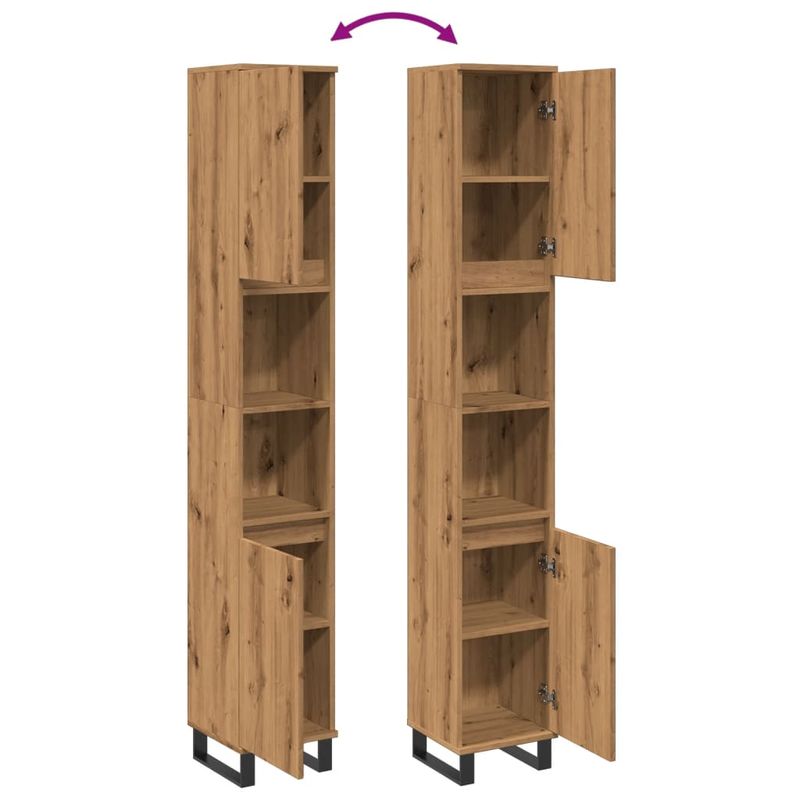 Casa si Gradina - Mobilier - Mobilier baie - Corpuri baie - Dulap de baie, stejar artizanal, 30x30x190 cm, lemn prelucrat - Infinity.ro