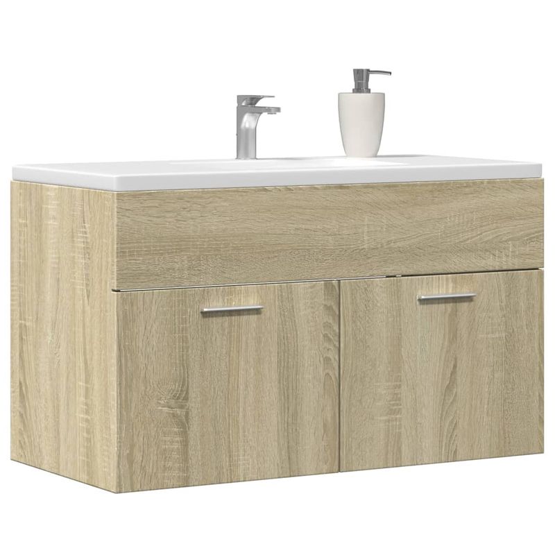 Casa si Gradina - Mobilier - Mobilier baie - Comode baie - Dulap chiuveta baie, stejar sonoma 90x38,5x46 cm lemn prelucrat - Infinity.ro
