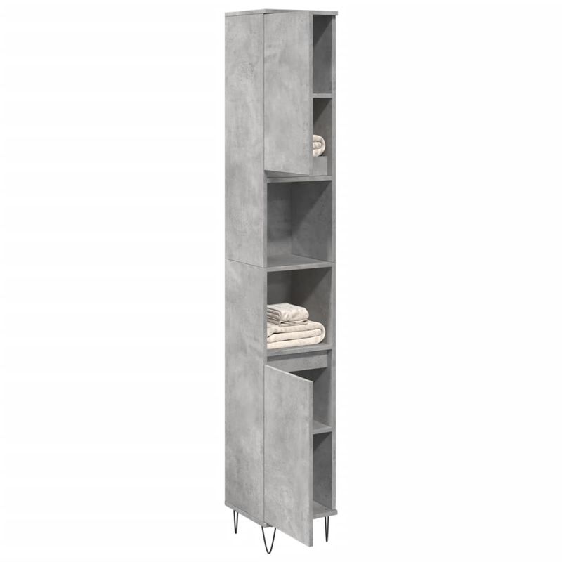 Casa si Gradina - Mobilier - Mobilier baie - Comode baie - Dulap de baie, gri beton, 30x30x190 cm, lemn prelucrat - Infinity.ro