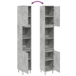 Casa si Gradina - Mobilier - Mobilier baie - Comode baie - Dulap de baie, gri beton, 30x30x190 cm, lemn prelucrat - Infinity.ro