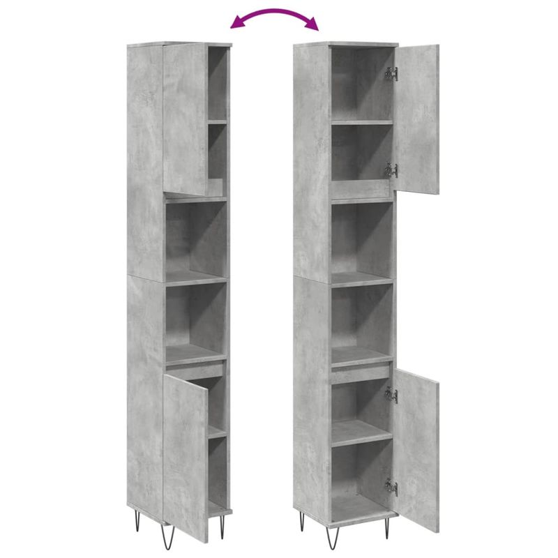 Casa si Gradina - Mobilier - Mobilier baie - Comode baie - Dulap de baie, gri beton, 30x30x190 cm, lemn prelucrat - Infinity.ro