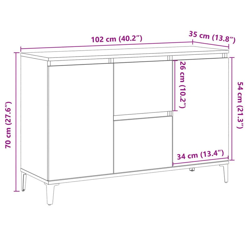 Casa si Gradina - Mobilier - Comode si corpuri - Comode - Dulap, lemn vechi, 102x35x70 cm, lemn prelucrat - Infinity.ro