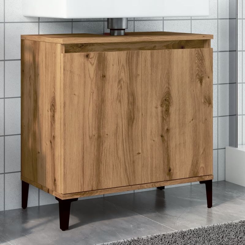 Casa si Gradina - Mobilier - Mobilier baie - Comode baie - Dulap de chiuveta, stejar artizanal, 58x33x60 cm lemn prelucrat - Infinity.ro