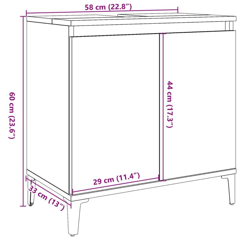 Casa si Gradina - Mobilier - Mobilier baie - Comode baie - Dulap de chiuveta, stejar artizanal, 58x33x60 cm lemn prelucrat - Infinity.ro