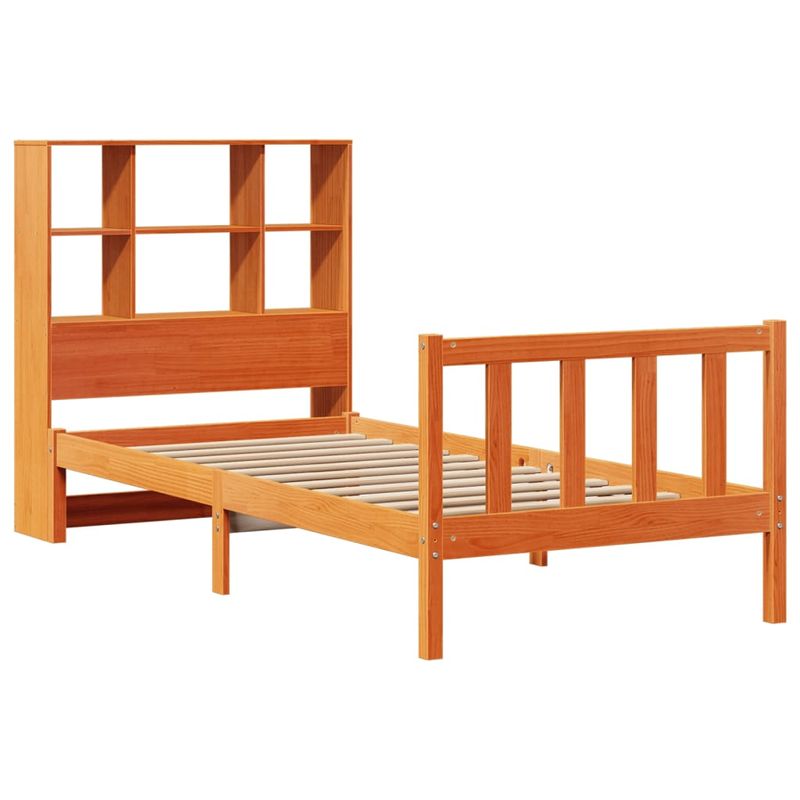Casa si Gradina - Mobilier - Paturi si accesorii - Paturi - Pat biblioteca fara saltea maro ceruit 75x190 cm lemn masiv pin - Infinity.ro