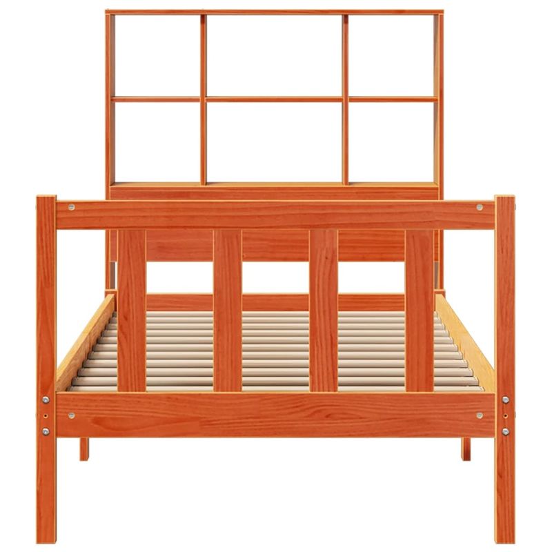 Casa si Gradina - Mobilier - Paturi si accesorii - Paturi - Pat biblioteca fara saltea maro ceruit 75x190 cm lemn masiv pin - Infinity.ro