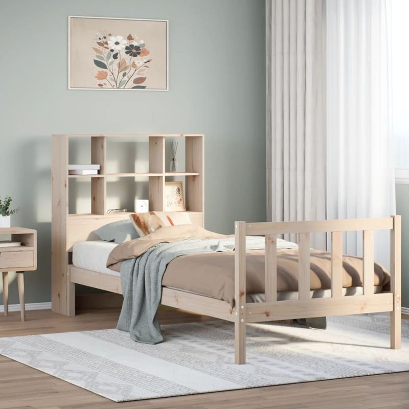Casa si Gradina - Mobilier - Paturi si accesorii - Paturi - Pat cu biblioteca fara saltea, 90x200 cm, lemn masiv pin - Infinity.ro