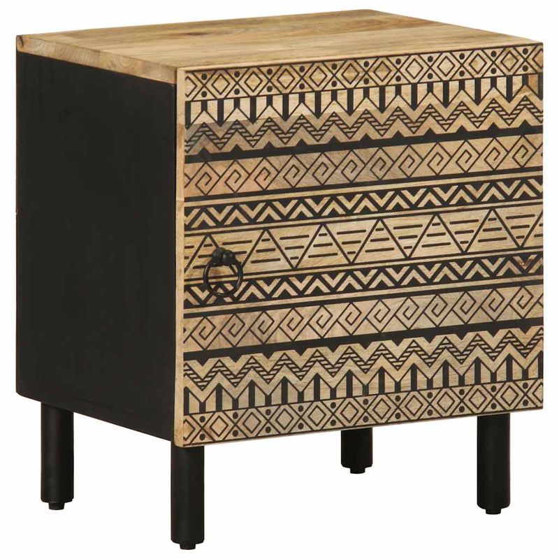 Casa si Gradina - Mobilier - Comode si corpuri - Noptiere - Noptiere, 2 buc., negru, 40x33,5x46 cm, lemn masiv mango brut - Infinity.ro