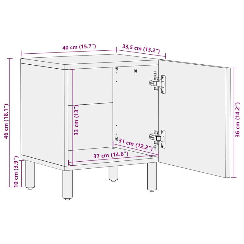 Casa si Gradina - Mobilier - Comode si corpuri - Noptiere - Noptiere, 2 buc., negru, 40x33,5x46 cm, lemn masiv mango brut - Infinity.ro